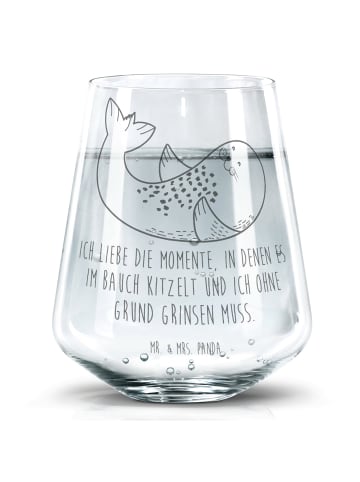Mr. & Mrs. Panda Trinkglas Robbe Liegen mit Spruch in Transparent