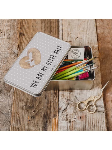 Mr. & Mrs. Panda Aufbewahrungsbox Otter Herz mit Spruch in Grau Pastell