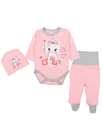 TupTam Baby Bekleidungsset Langarmbody Hose Mütze3 teilig in apricot