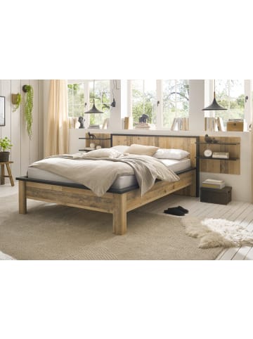 Furn.Design Schlafzimmer-Set 3-teilig in Used Wood hell, anthrazit mit Bett 140 x 200 cm