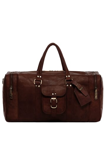 SID & VAIN Leder-Reisetasche echt Leder Weekender groß braun-60 in braun