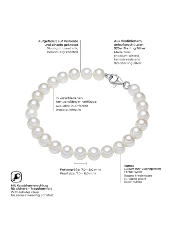 Valero Pearls Armband aus Sterling Silber mit Süßwasser-Zuchtperle in weiß