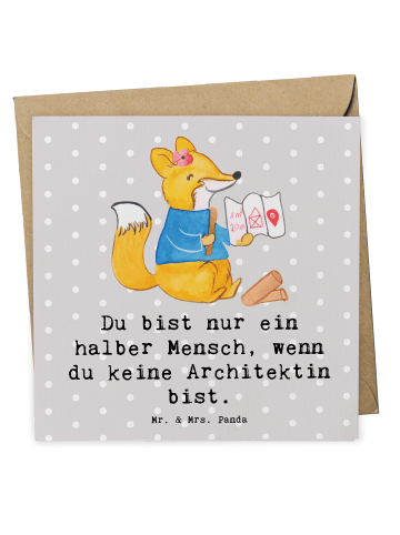 Mr. & Mrs. Panda Deluxe Karte Architektin Herz mit Spruch in Grau Pastell