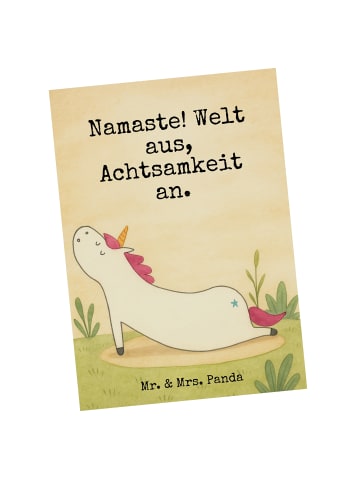 Mr. & Mrs. Panda Grußkarte Einhorn Yoga Design mit Spruch in Weiß