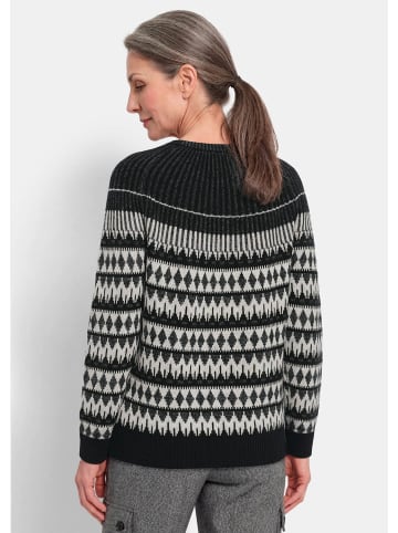 GOLDNER Norwegerpullover mit Raglanärmeln in schwarz / cremeweiß / gemustert