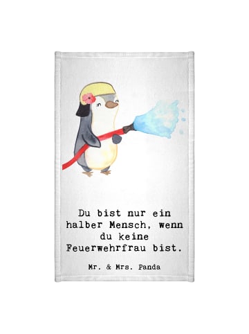 Mr. & Mrs. Panda Handtuch Klein Feuerwehrfrau Herz mit Spruch in Weiß