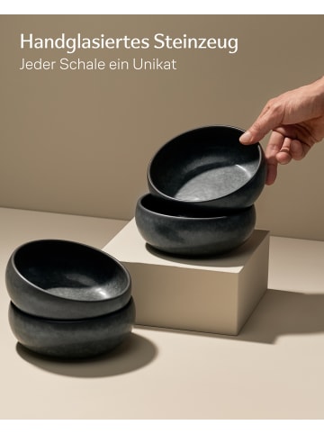Cosumy "Cosumy | Lune | Tiefe Teller Set 4 St. Ø22 cm Schwarz"