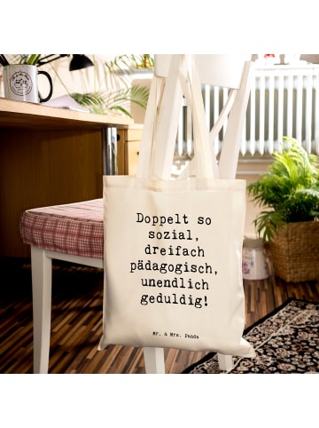 Mr. & Mrs. Panda Einkaufstüte Spruch Sozialpädagogin Power mit S... in Creme