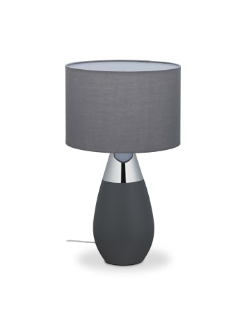 relaxdays Nachttischlampe in Grau/ Silber - (H)48,5 x Ø28 cm