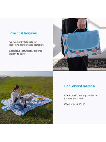 Intirilife Faltbare Picknickdecke Outdoor Decke in 199 x 190 Flamingo Design