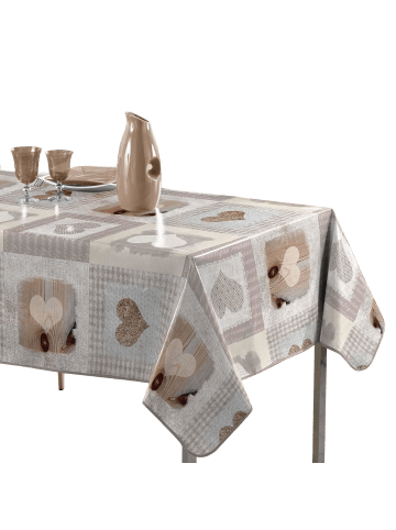 Douceur d’Intérieur Tischdecke Cosy aus PVC mit Herzmotiv in Mehrfarben, 140 x 240 cm
