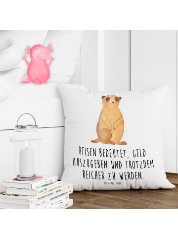Mr. & Mrs. Panda Dekokissen Erdmännchen mit Spruch in Weiß