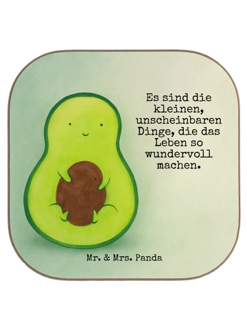 Mr. & Mrs. Panda Untersetzer Glas Avocado Kern Design mit Spruch in Weiß