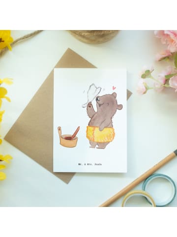 Mr. & Mrs. Panda valentinstagskarte Saunameister Herz ohne Spruch in Weiß