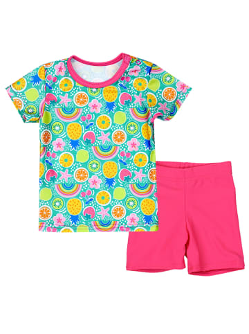 Aquarti Baby Mädchen Zweiteiler Badeanzug Bade-Set Bade T-Shirt Badehose in rosa/gelb