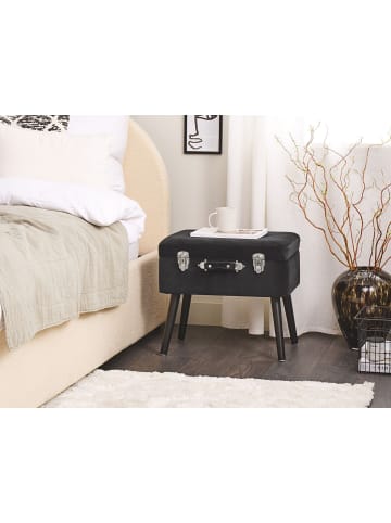 Beliani Hocker MALLARD in Schwarz - (W) 52 x (H) 46 x (L) 36 cm