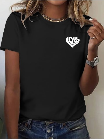 RMK T-Shirt Herz Love SCHWARZ-Weiss (kleines Motiv)