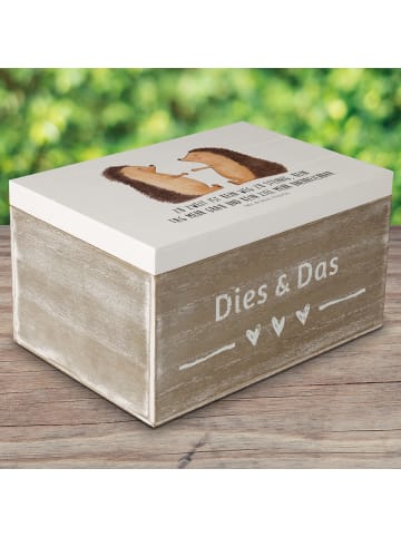 Mr. & Mrs. Panda kiste holz Hochzeit Igel mit Spruch in Weiß