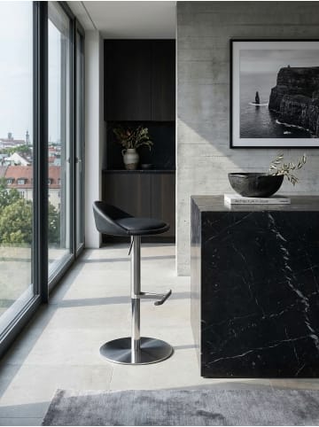 KADIMA DESIGN Barhocker DONAU | Höhenverstellbar, Edelstahl, Rückenlehne, 110kg in Schwarz