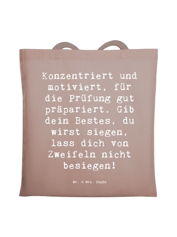 Mr. & Mrs. Panda Tasche Spruch Prüfungen bestehen mit Spruch in Braun Pastell