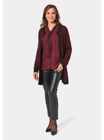 GOLDNER Kurzgröße:  Schicker Strickcardigan mit Glanzgarn in schwarz / merlot