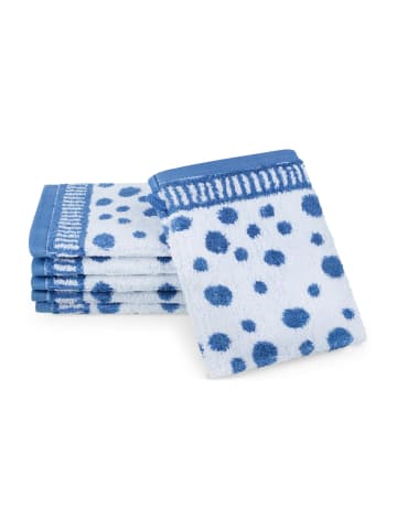 Ross 6 X Waschhandschuh im Set Punkte allover in Blau