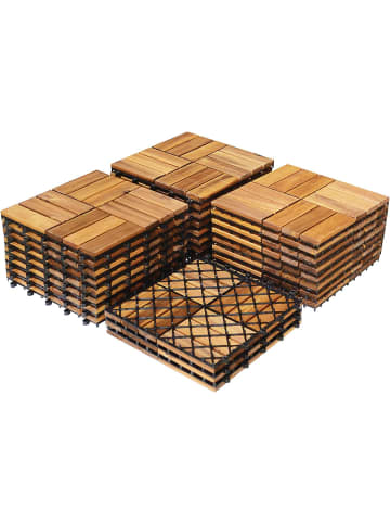 COSTWAY Holzfliesen 27 Stk. Set in Braun