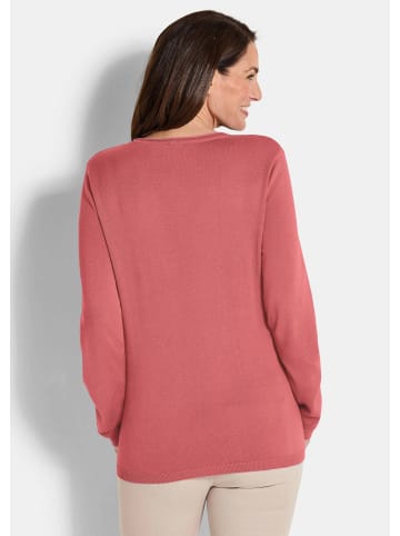 GOLDNER Kurzgröße:  Strickpullover Edler Feinstrickpullover, V-Ausschnitt in koralle