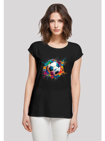 F4NT4STIC Extended Shoulder T-Shirt Bunte Fußball Grafik in schwarz