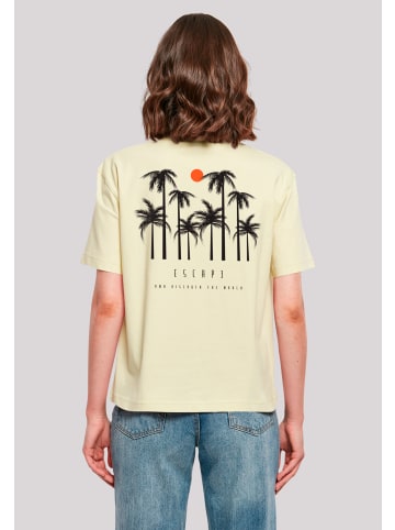 F4NT4STIC Ladies Everyday Tee Escape Discover the World Palm Trees in softyellow