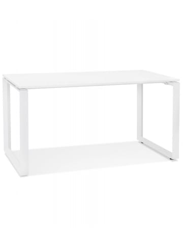 KADIMA DESIGN Schreibtisch Weiß Holz Metall | Arbeitstisch mit Melaminbeschichtung in Weiß