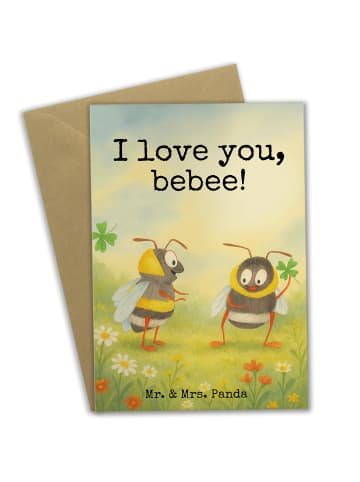 Mr. & Mrs. Panda Beileidskarte Bienen Paar Design mit Spruch in Weiß