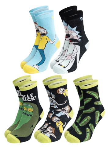 Rick and Morty 5er Pack Rick and Morty Socken Sneaker Strümpfe in Mehrfarbig