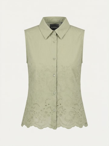 KOROSHI Kurzärmelbesticktes Damenhemd in khaki