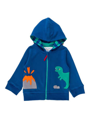 Toby Tiger Sweatjacke mit Dinosaurier Applikation in blau