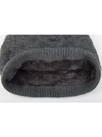 styleBREAKER Feinstrick Beanie Mütze in Dunkelgrau