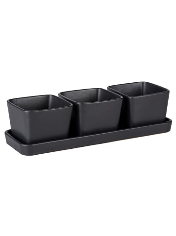Wenko 3er-Set Snack-Schüsseln mit Tablett, 300 ml in Schwarz, 30,5 x 10 x 8 cm