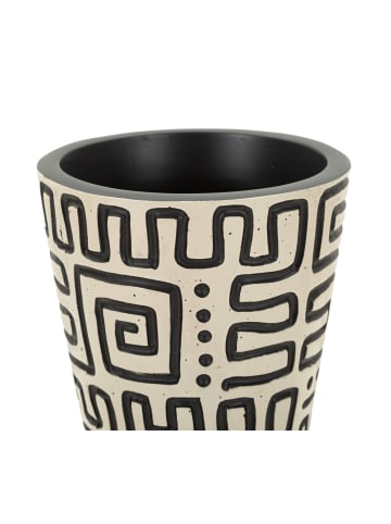 Mauro Ferretti Beige Keramikvase mit schwarzen Verzierungen, Ø 16 x 86 cm
