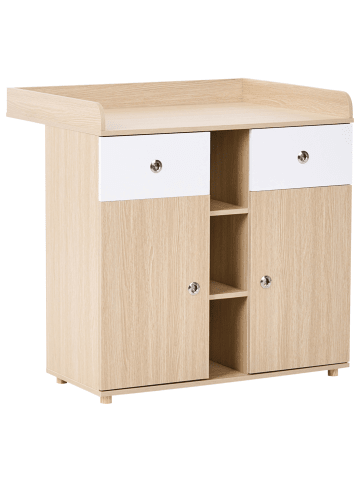 Beliani Wickeltisch DELISLE in Braun/Weiß - (W) 90 x (H) 90 x (L) 69 cm
