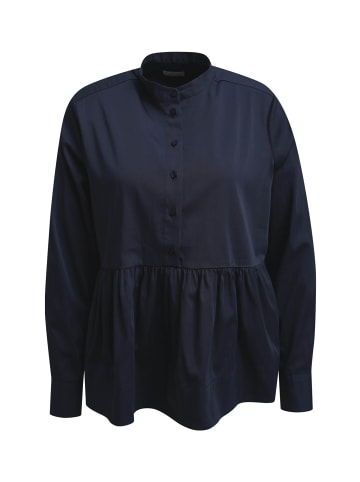 Milano Italy Stehkragenbluse mit geraffter Taille in Navy