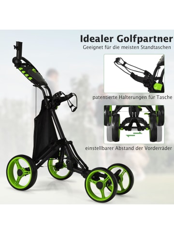 COSTWAY Golf Trolley 4 Rad klappbar in Grün