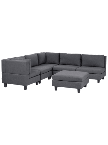Beliani 6-tlg Modulsofa UNSTAD in Grau rechtsseitig