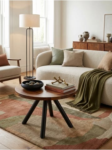 KADIMA DESIGN Moderner Couchtisch mit Sheesham Massivholz, Metall-Materialmix