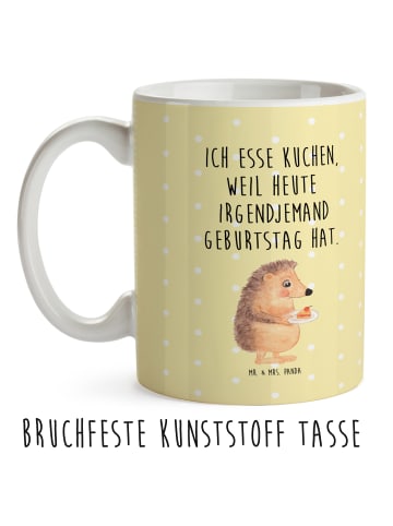 Mr. & Mrs. Panda Kindertasse Igel Kuchenstück mit Spruch in Gelb Pastell