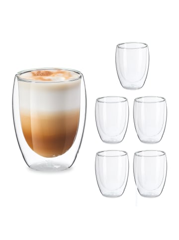 relaxdays 6 x Latte Macchiato Gläser in Transparent - 350 ml