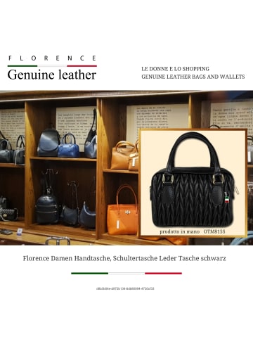 Florence Leder Handtasche, Schultertasche Florence Tasche schwarz ca. 24cm
