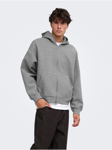 ONLY & SONS Kapuzenpullover in Medium Grey Melange