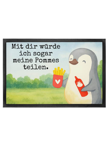 Mr. & Mrs. Panda Schmutzfangmatte Pinguin Pommes Design mit Spruch in Weiß