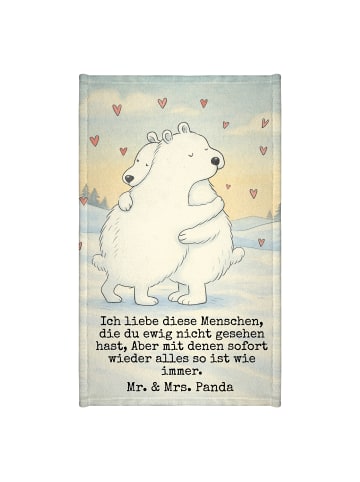Mr. & Mrs. Panda Gästehandtücher Eisbär Umarmen Design mit Spruch in Weiß