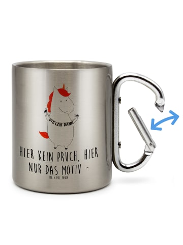 Mr. & Mrs. Panda Campingtasse Einhorn Dankeschön mit Spruch in Silber